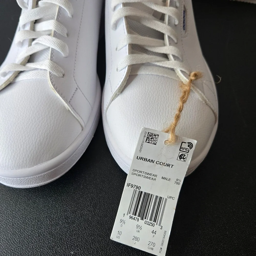 NWT Adidas Urban‎ Court IF9790 White Blue Leather Sneakers Mens Size 10